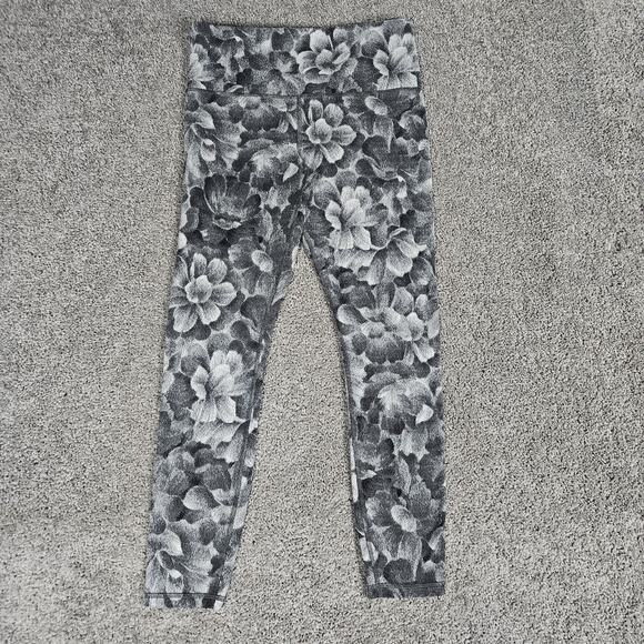Athleta Pants - Athleta Elation Textured Tight Womens Medium Gray Floral Gym Stretch Feminine